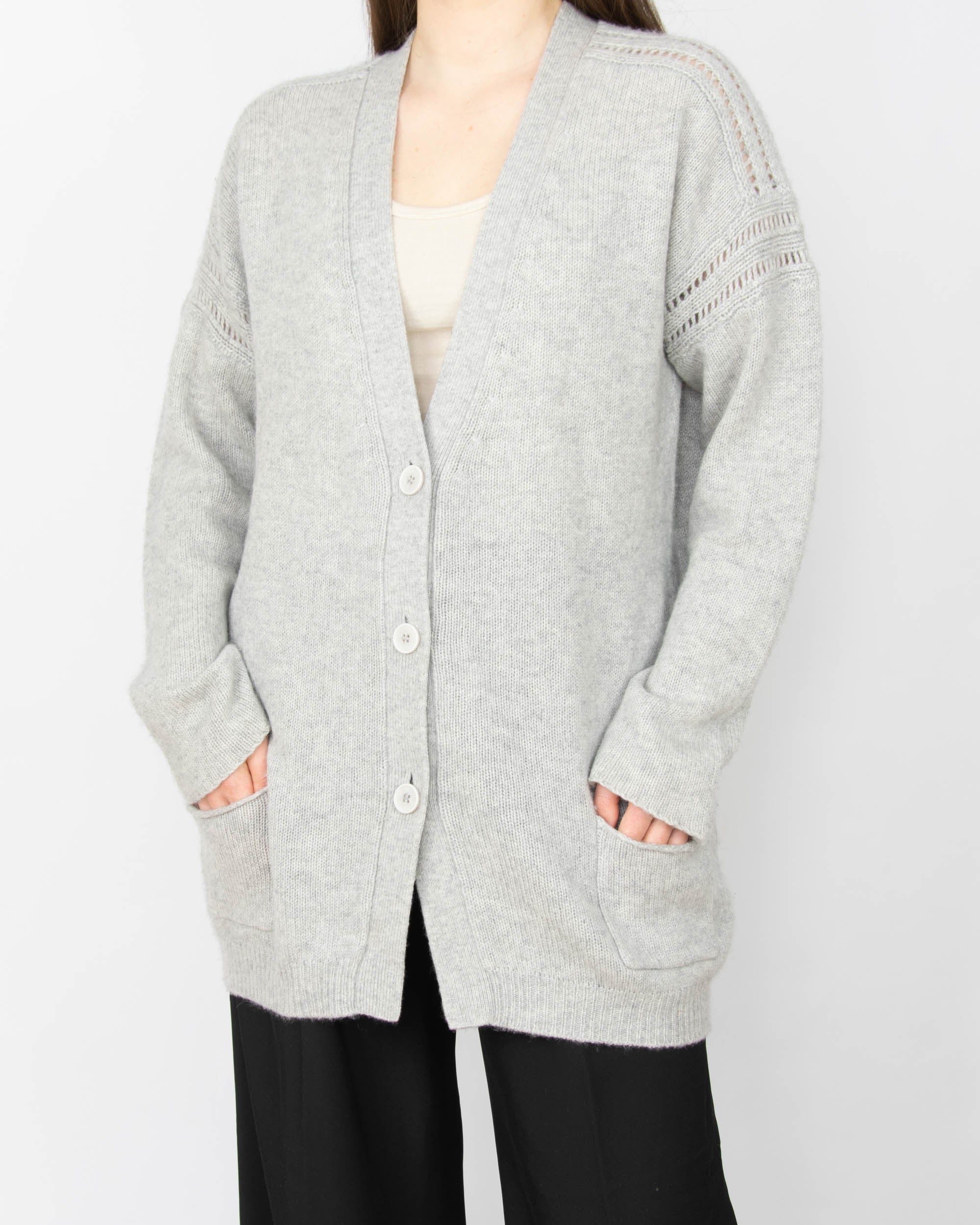 Grey cashmere cardigan by premium brand Fine Collection Designed in Paris