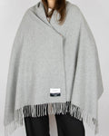 Large, cosy grey lambswool and cashmere scarf by Norwegian designer brand Holzweiler. Made in Italy.