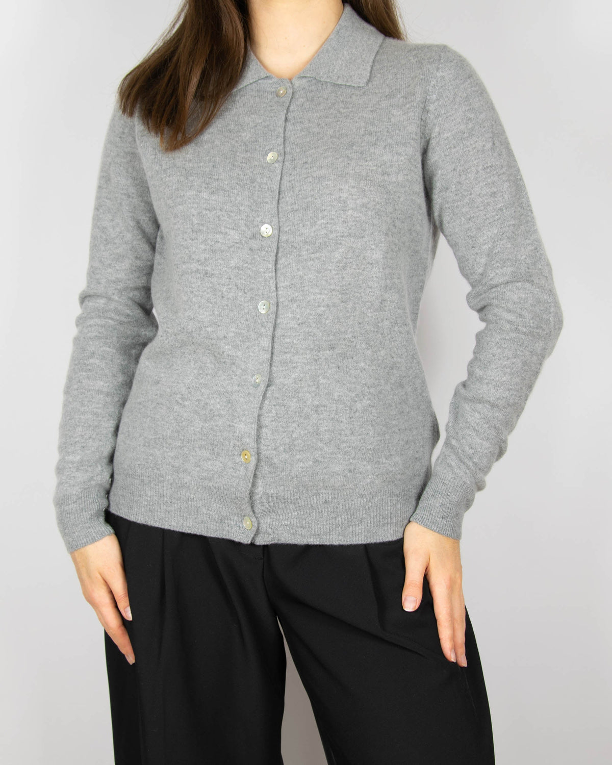 Grey wool and cashmere cardigan by Zara