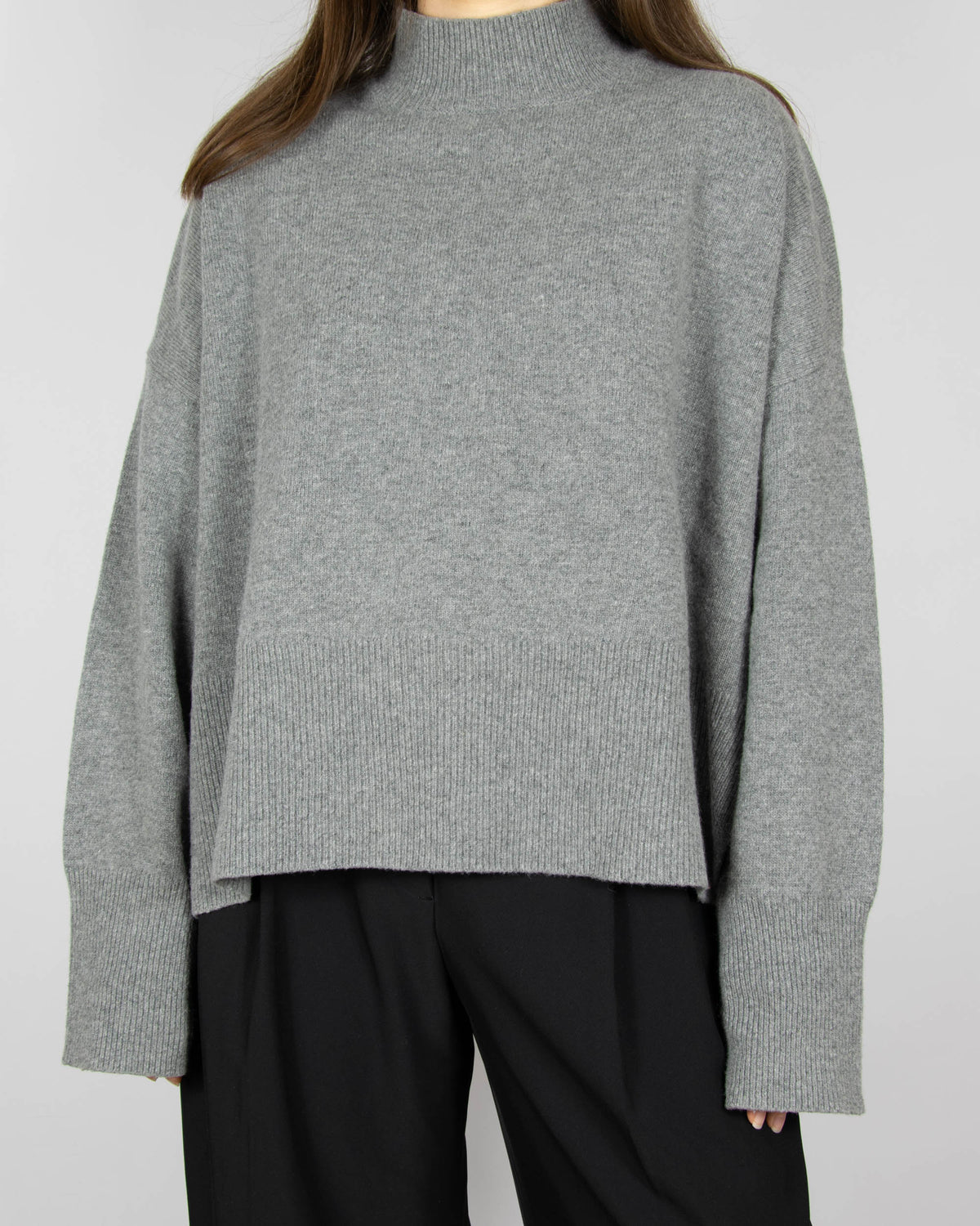 Grey wool turtleneck sweater by premium brand Arnie Says. Made in Italy.