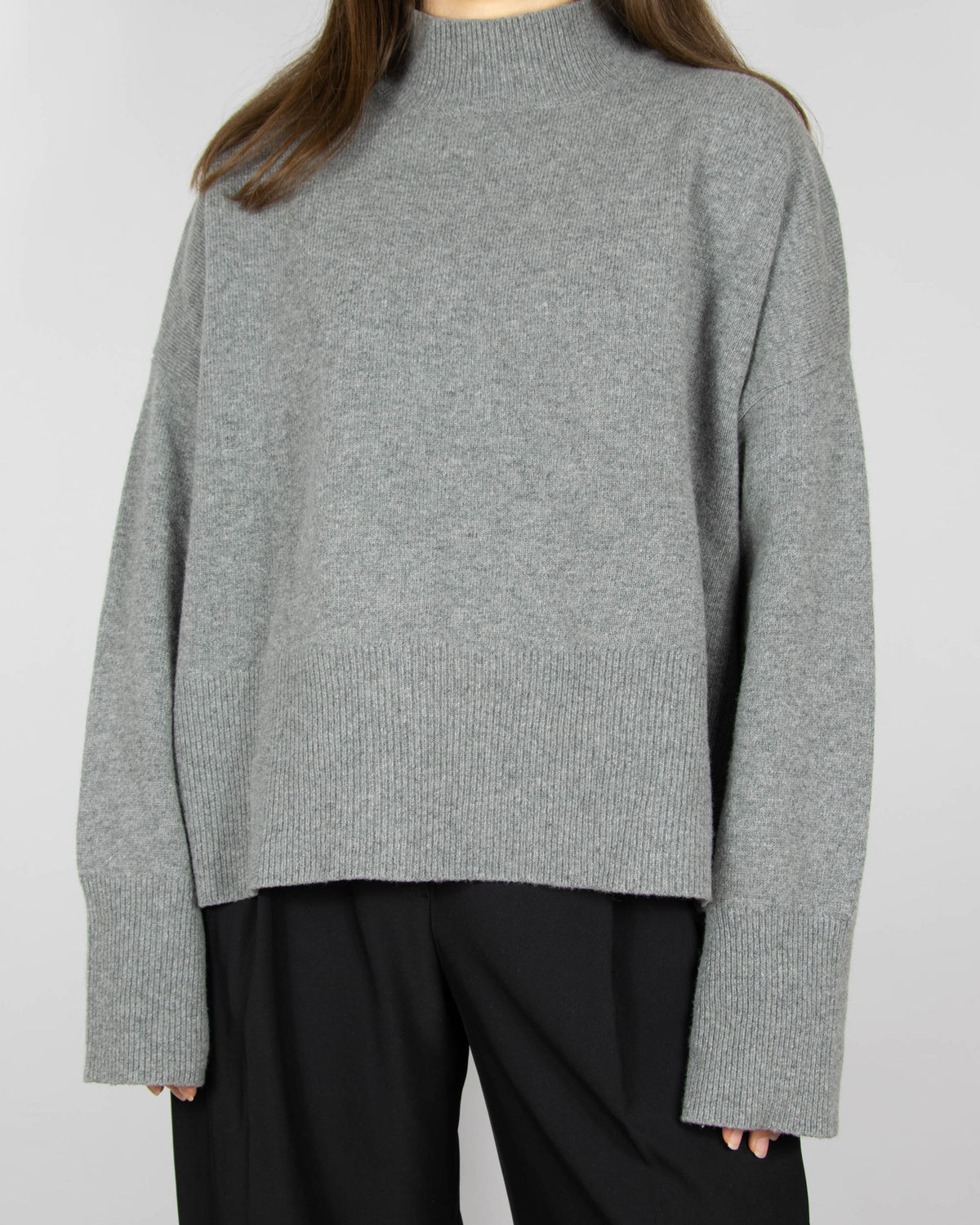 Grey wool turtleneck sweater by premium brand Arnie Says. Made in Italy.