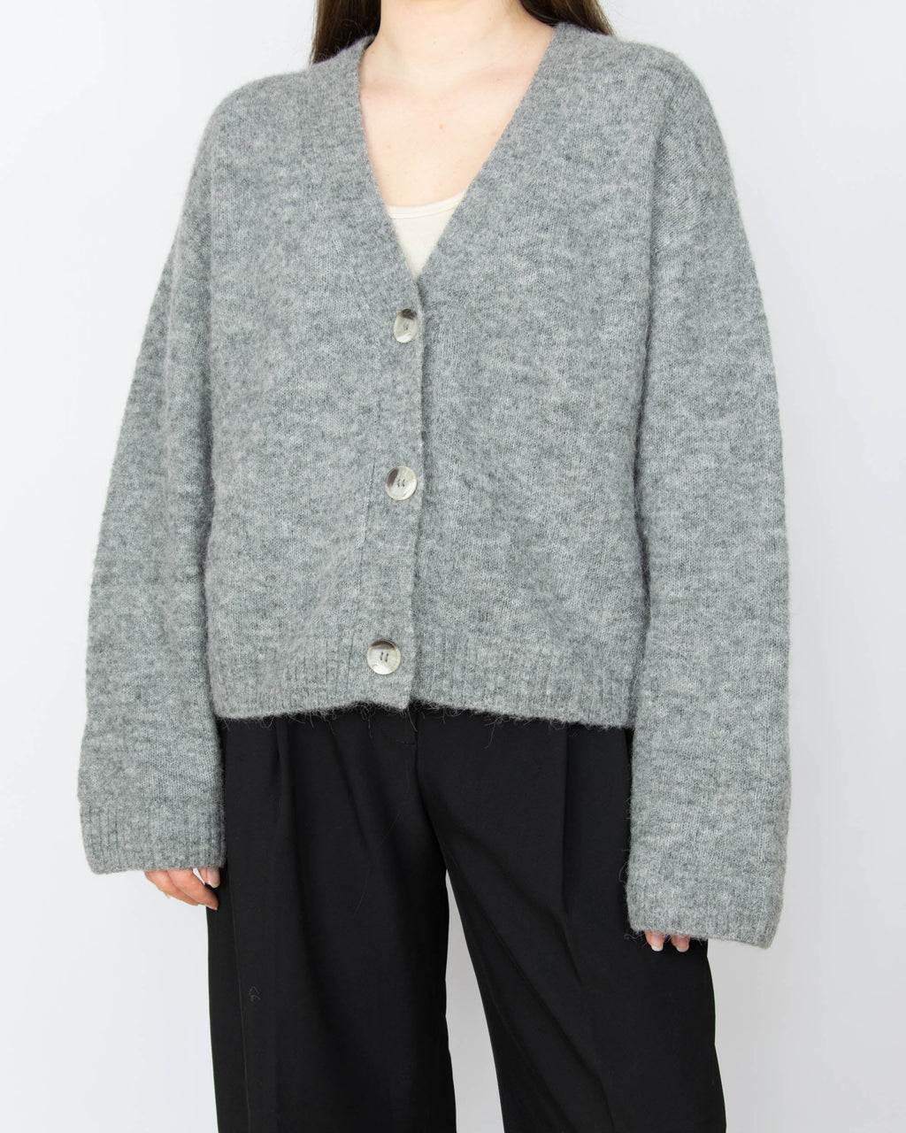 Grey oversized alpaca and wool cardigan by H&M Premium Selection