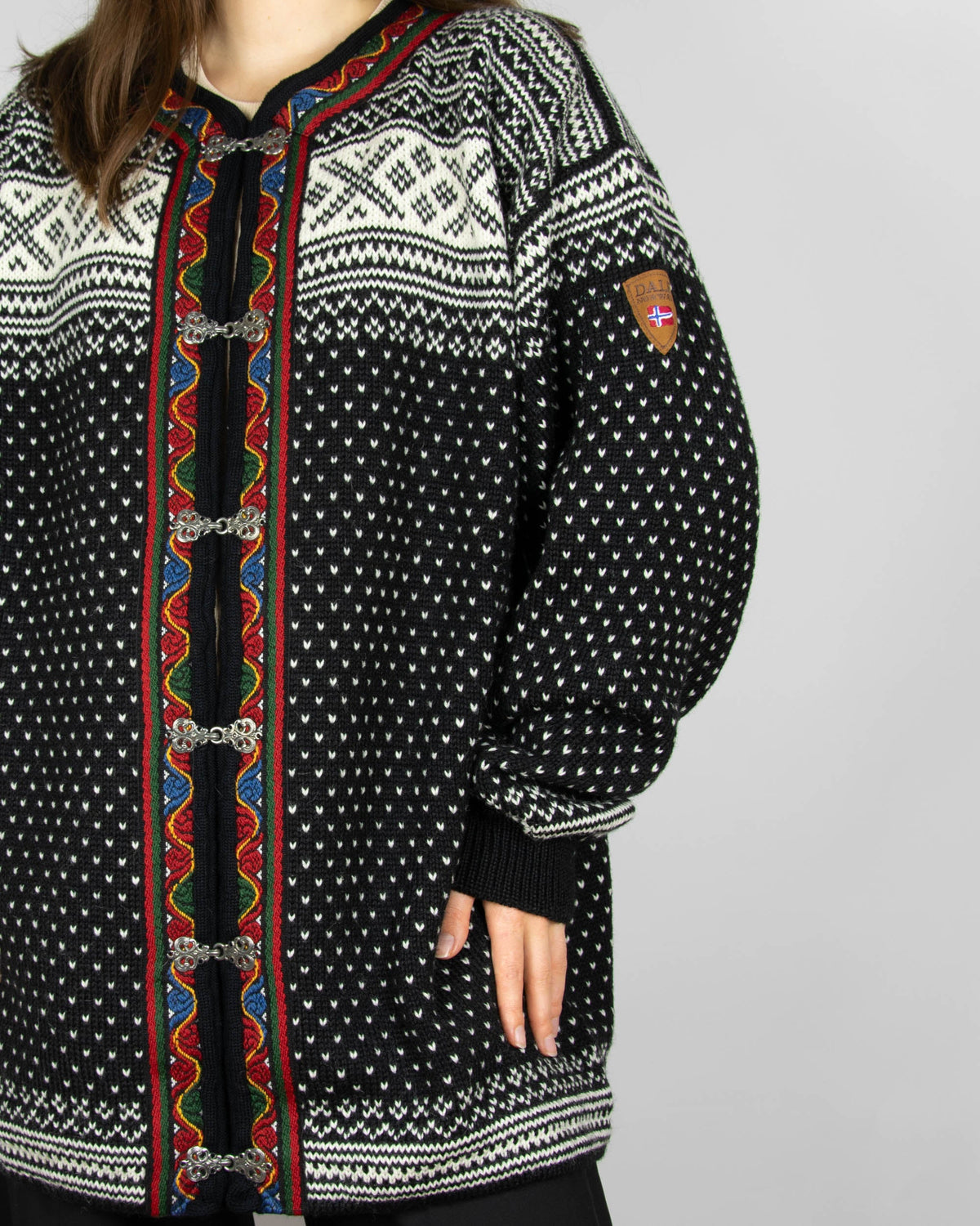 Off-white and black Norwegian wool Setesdal Jacket by Dale of Norway