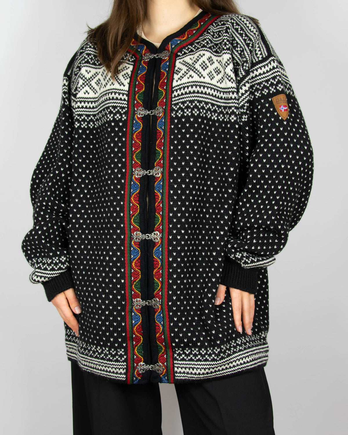 Off-white and black Norwegian wool Setesdal Jacket by Dale of Norway