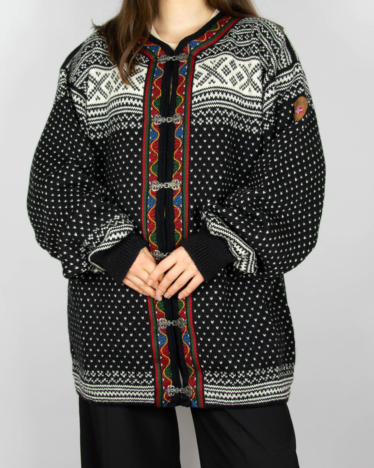 Off-white and black Norwegian wool Setesdal Jacket by Dale of Norway