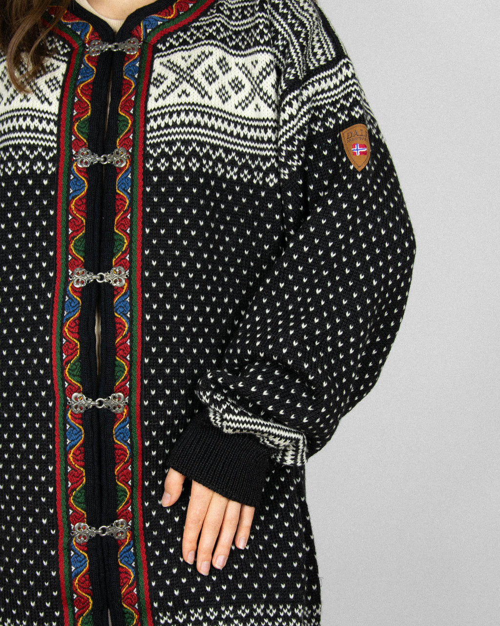 Off-white and black Norwegian wool Setesdal Jacket by Dale of Norway