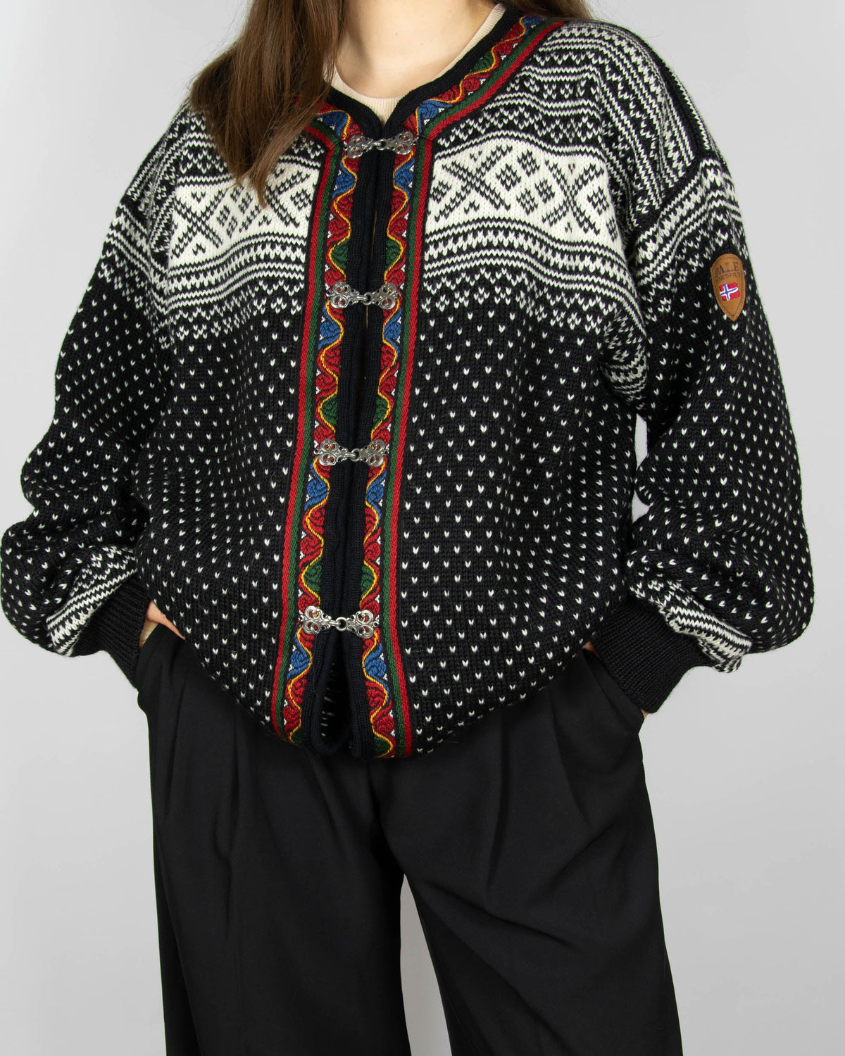 Off-white and black Norwegian wool Setesdal Jacket by Dale of Norway