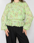 Green heart-print blouse by Scandinavian premium brand STINE GOYA