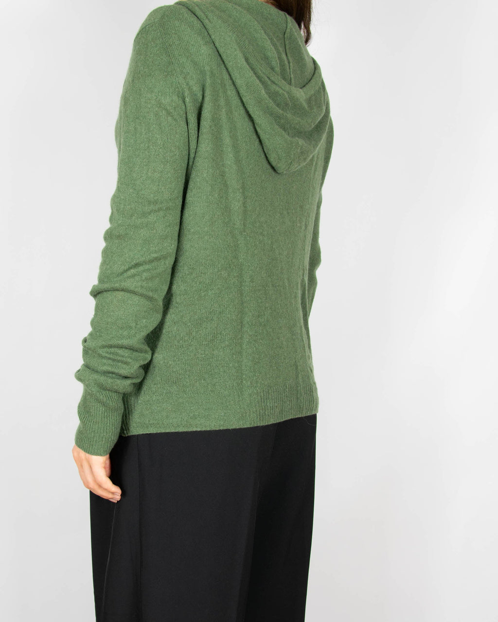 Dark green cashmere zip-up hoodie by KSHMR TRIBU