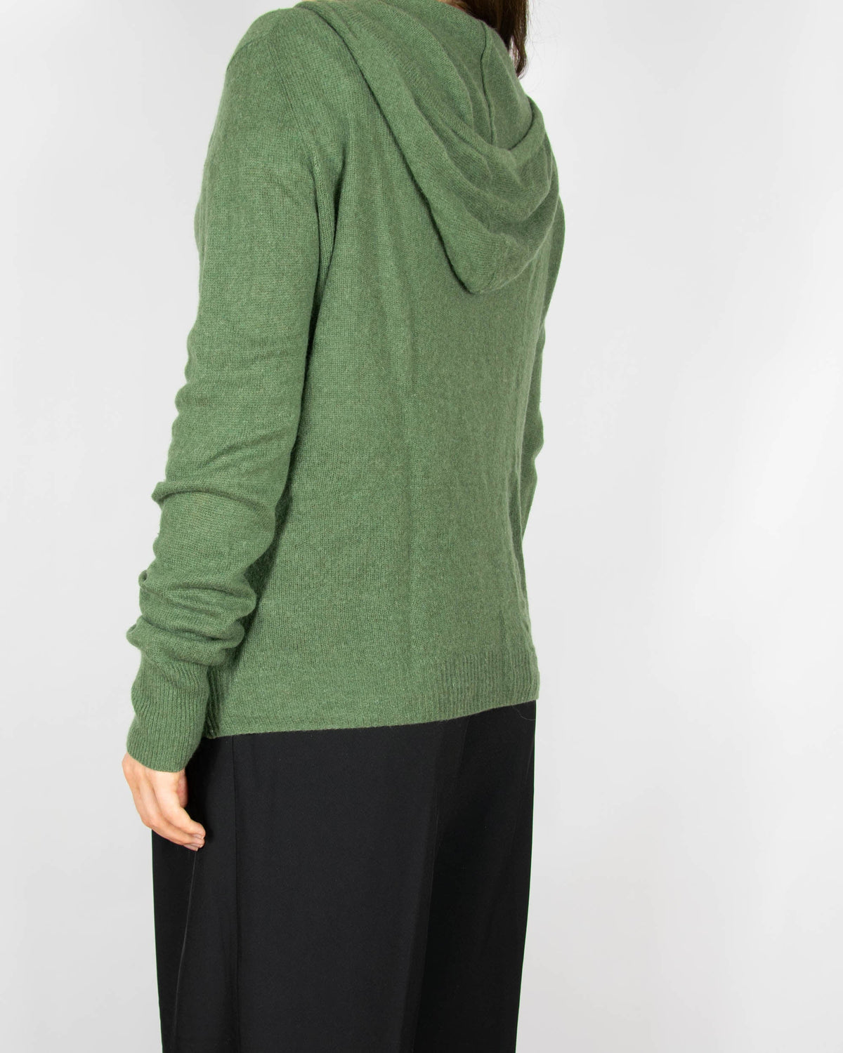 Dark green cashmere zip-up hoodie by KSHMR TRIBU