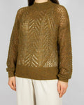 Green-brown superfine alpaca and extrafine merino wool sweater by WOODLING