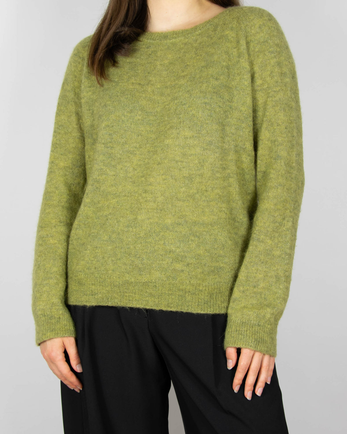 Pistachio green alpaca and wool sweater by Arnie Says