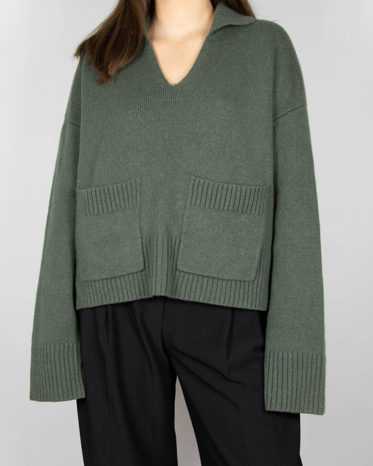 Khaki green wool sweater by COS