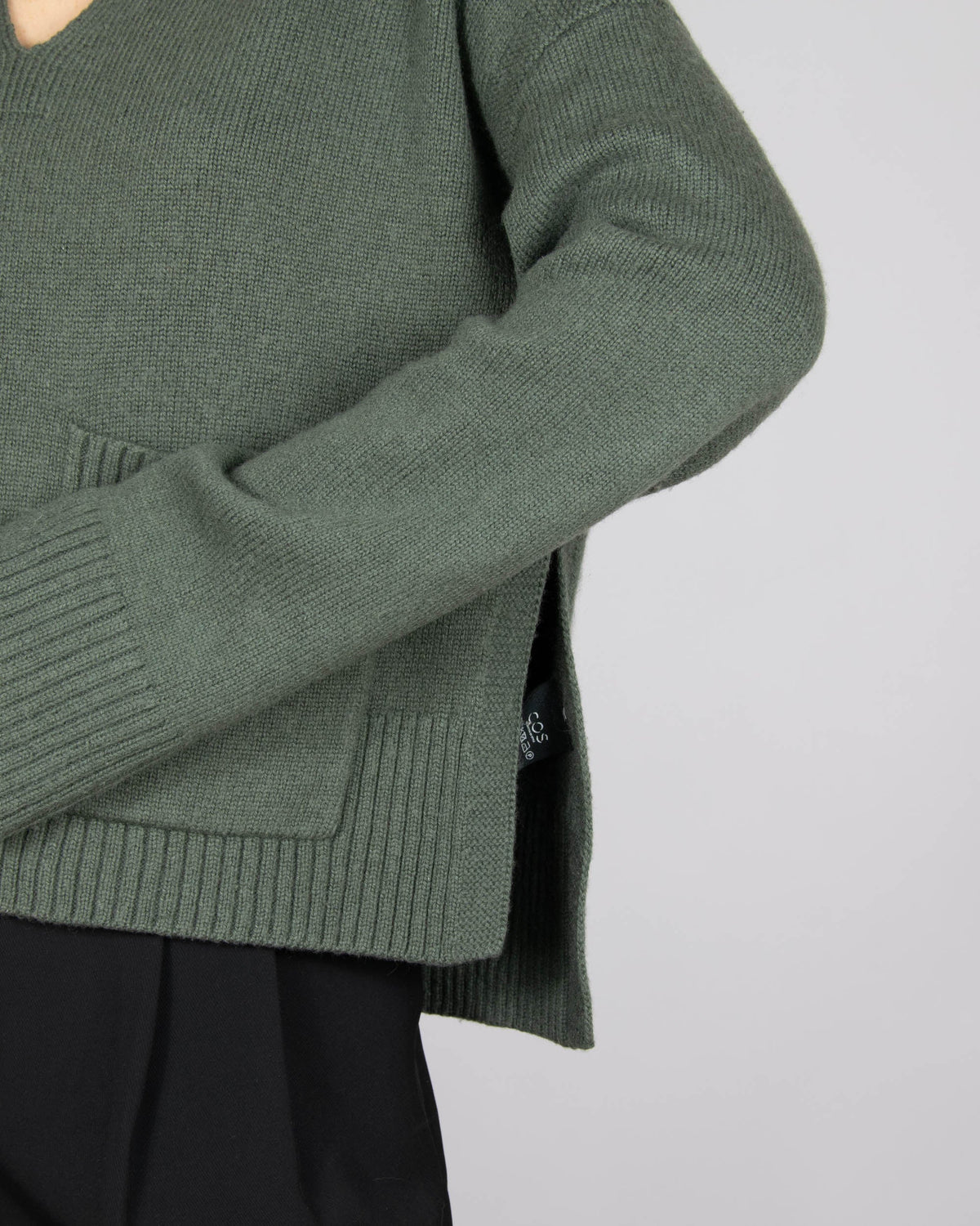 Khaki green wool sweater by COS