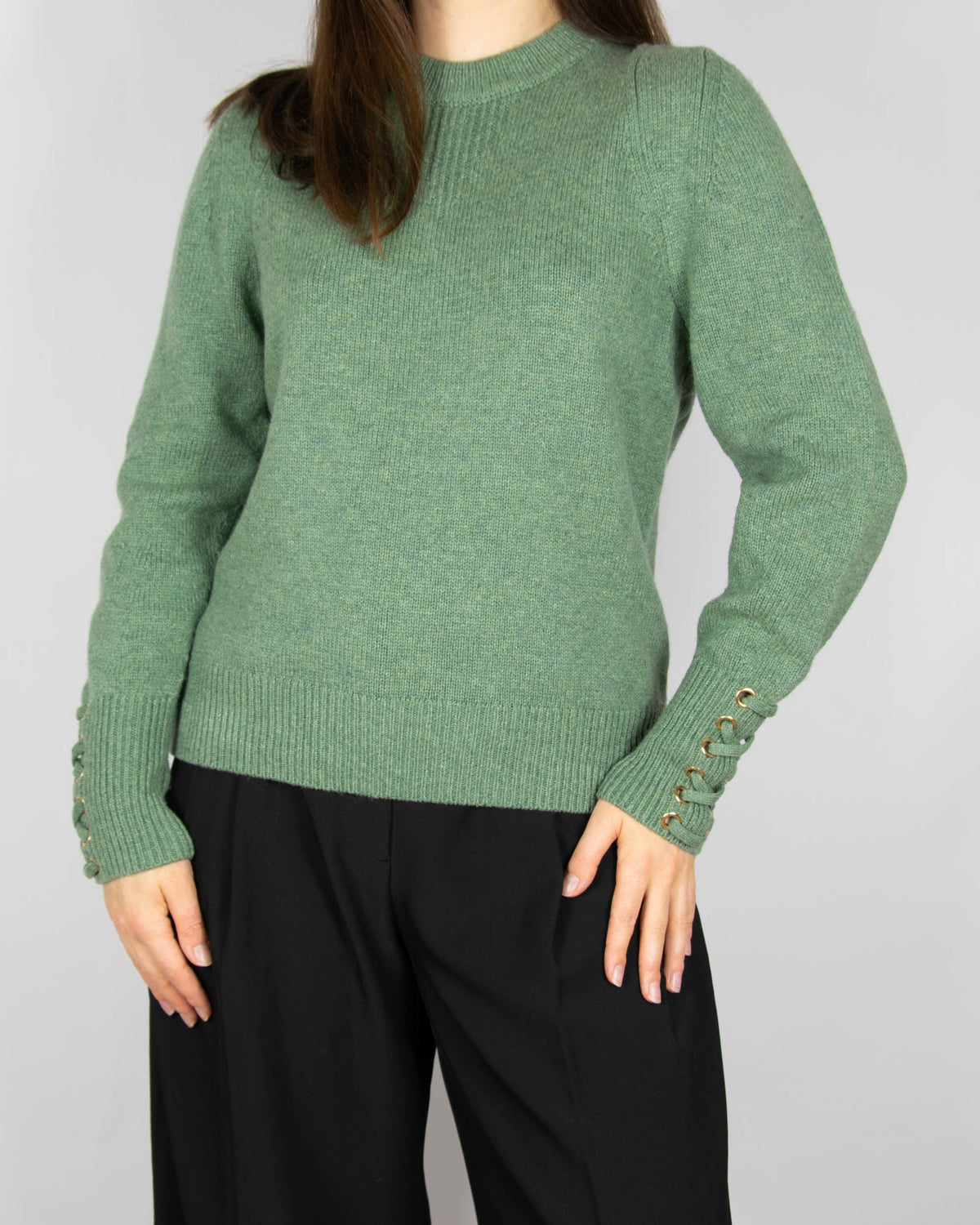 Mint green wool and cotton sweater by French premium brand ba&sh.
