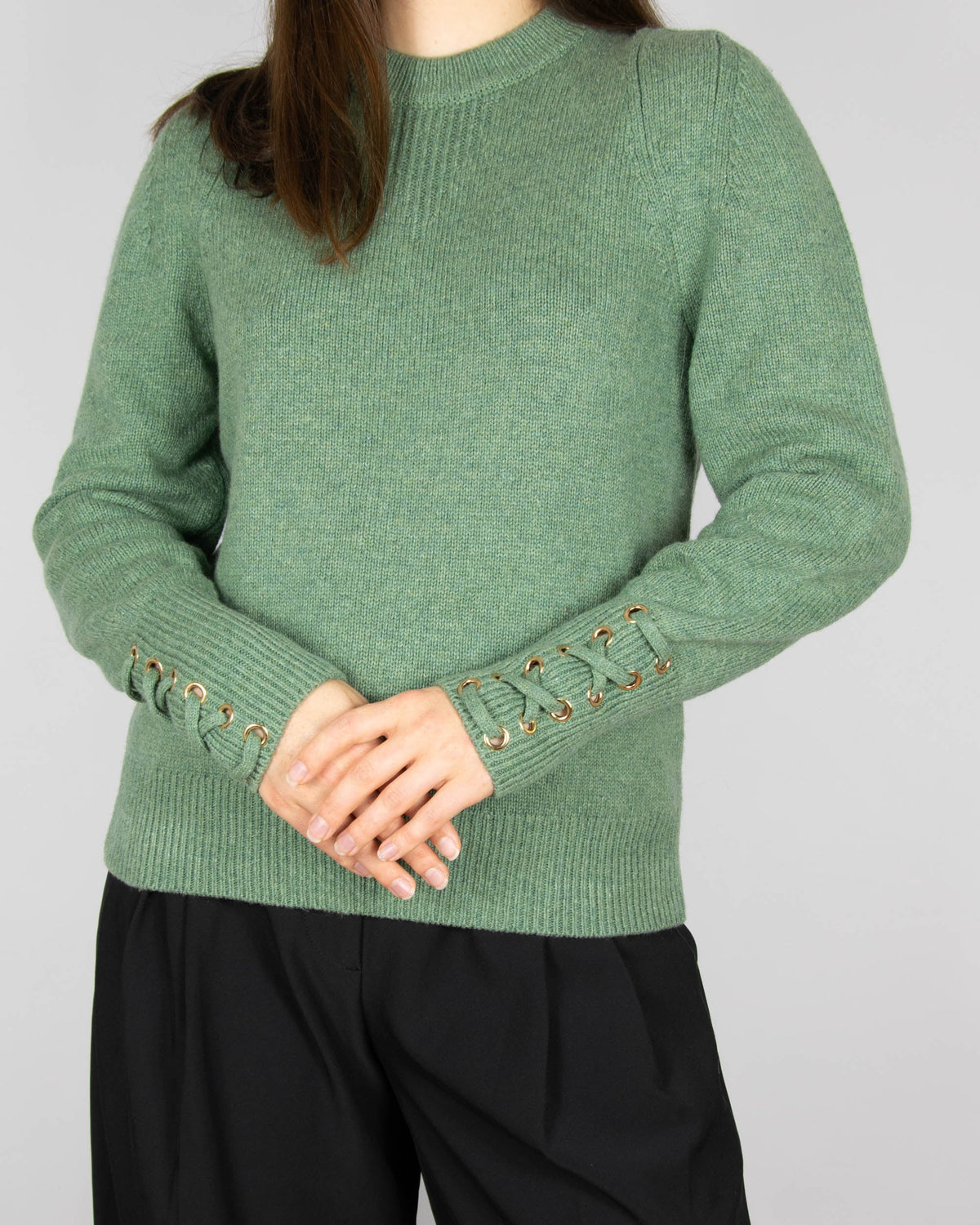 Mint green wool and cotton sweater by French premium brand ba&sh.